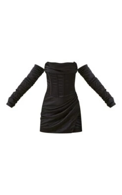Label PLT Robe Corset Moulante Satinée Noire à Manches Froncées -Zeze Vetements Magasin d544e892c9a8fd510236d25f2e530b6d2205bf63 cnd9013 5
