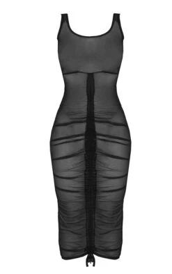 Robe Longue En Mesh Transparent Froncé Noir Et Col Rond -Zeze Vetements Magasin d6fc292c8435ade07ce20e20a42ff9249a60f864 cmv5217 6