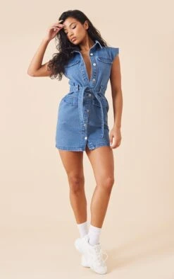 Robe Très Courte Style Utilitaire En Jean Bleu Moyennement Délavé -Zeze Vetements Magasin d7440621a49a12ddb994f7009a8b417e058f8530 cnd5786 3