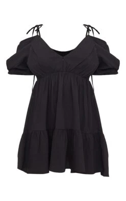 Robe Droite Texturée Noire à Manches Bouffantes Et Col En V -Zeze Vetements Magasin ddd9f791ca5c1ae2d1e7893d1a0b340dacfd1b01 cmy1762 6