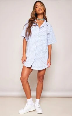 Robe Chemise Texturée Rayée Bleue à Manches Courtes Et Poche 9 Robe Chemise Texturée Rayée Bleue à Manches Courtes Et Poche -Zeze Vetements Magasin de4ef3831ca8114c6df5776365260d938d2ca4a4 cne8552 3