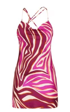 Robe Droite Satinée Multicolore Imprimée Animal à Col Bénitier Et Dos Noué -Zeze Vetements Magasin de8eda9d46ac65744d038cbaa9bef8e000b09d80 cne7728 5