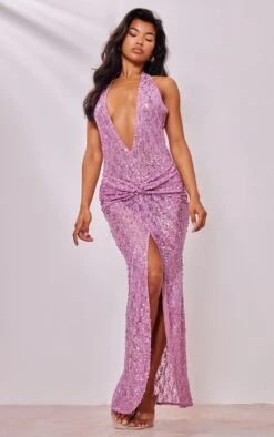 Robe Longue Drapée Lilas En Sequins à Décolleté Et Dos Nu -Zeze Vetements Magasin def737efc1690553755b51ed8610e200ca1e9ae6 cne3770 1