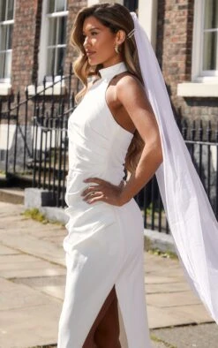 Robe Longue Drapée Blanche à Col Montant -Zeze Vetements Magasin e0f80e80d0e7fbef5458b0d9a86e0bc1de403eb7 cnd9180 4