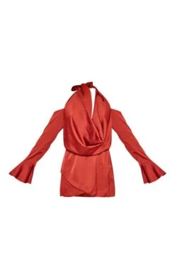 Robe Droite Satinée Rouille à Col Bénitier Et épaules Dénudées -Zeze Vetements Magasin e19119cb20f5f451b2fb3f73f97722f769251baf cnd5829 5