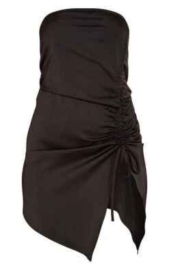 Robe Droite Bustier Satinée Noire à Ourlet Asymétrique Et Fronces -Zeze Vetements Magasin e218ca32ac210eca6b6b7043fec772f06e5aee30 cnc7692 5