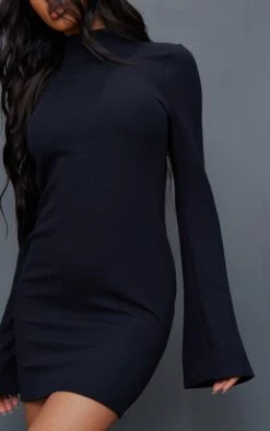 Robe Moulante Côtelée Noire à Manches évasées Découpées -Zeze Vetements Magasin e372abbf0d54c575d9c8483a318aa800c8405934 cnc2858 4