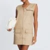 Robe Cargo Camel Sans Manches à Détail Poches -Zeze Vetements Magasin e38ead7d3d8d93bed0d8253d4bde58be299f4fc5 cnd1297 1