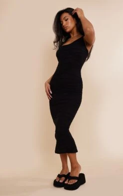 Robe Mi-longue Texturée Noire à Doubles Bretelles -Zeze Vetements Magasin e41c968684e808b6c01036b45918f4c0b21756c8 cnd5444 3