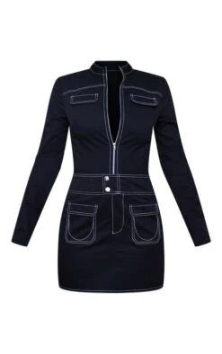 Robe Moulante Tissée Noire à Coutures Contrastantes -Zeze Vetements Magasin e55f6a1bf3ddf3146cdc2ea3494a04e17a813ec7 cnc8320 5