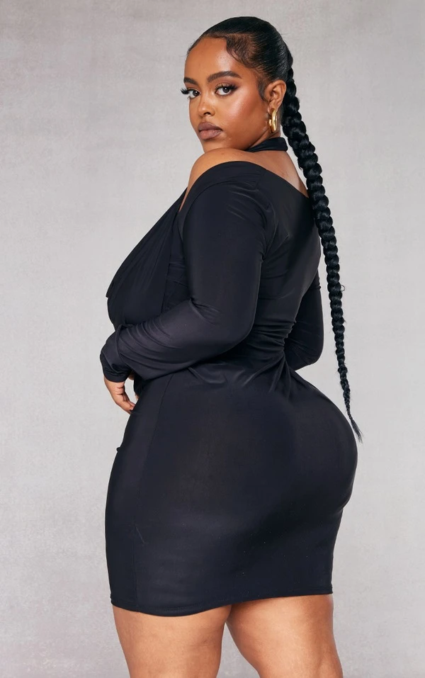 Plus Robe Moulante Noire à Col Bénitier 4 Plus Robe Moulante Noire à Col Bénitier – Image 2