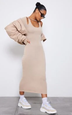 Robe Mi-longue En Jersey Gris Pierre à Bretelles Et Manches Longues -Zeze Vetements Magasin ea1679f3e37cc21afd27745e37692d6ad3abc24a cnd4103 3