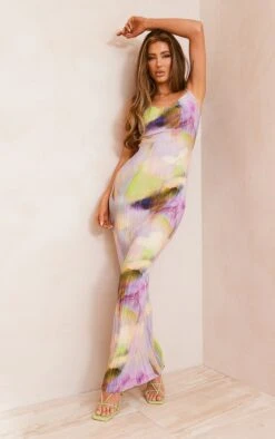 Robe Longue Plissée Multicolore à Imprimé Aquarelle Et Bretelles -Zeze Vetements Magasin eaea61fc805a9cc49ad58daa77498af5c56d1c55 cmz2307 4