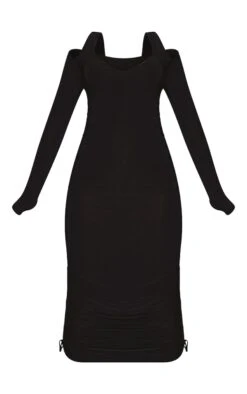 Robe Longue Très Moulante Froncée Noire à Décolleté Et épaules Découpées -Zeze Vetements Magasin ec452fb5802b2812c68205c2f94405d66f68a9b4 cnc3368 5