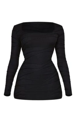 Robe Moulante Noire Texturée à Col Rond Et Manches Longues -Zeze Vetements Magasin ec83f7a5b104219ac56c4cade50c69d6bd25ed01 cnb8084 5