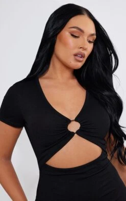 Robe Moulante Noire à Manches Courtes Et Buste élastique -Zeze Vetements Magasin edc55a57cdec6ed25802d23e83e2017c67a2250d cnd4075 4