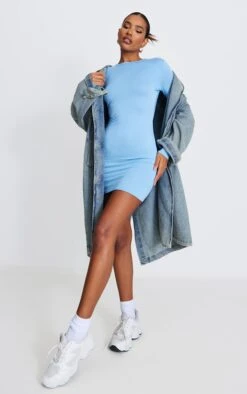 Robe Moulante En Jersey Bleu Clair à Dos Nu Noué Et Manches Longues -Zeze Vetements Magasin ee0671b38da3f3641d70733bb72cf551013f4386 cnd1258 3