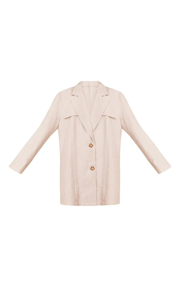 Robe Blazer Effet Lin Gris Pierre à Boutons écaille 7 Robe Blazer Effet Lin Gris Pierre à Boutons écaille – Image 5