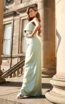 Robe Bustier Longue Satinée Vert Sauge Repliée -Zeze Vetements Magasin ef6e217e2c8ac09b2fc4b8d5a3b09503a16c3f83 cnd9186 3