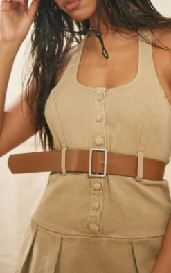 Mini Robe Dos Nu En Jean Marron Clair à Ceinture Tressée Et Jupe Plissée -Zeze Vetements Magasin f64aa751ccf741acdb38575428ceed2a2e2e734c cnd1887 4