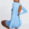 Robe Moulante En Jersey Bleu Clair à Dos Nu Noué Et Manches Longues -Zeze Vetements Magasin f79d0bf2896326886116e1760404b34531bc1e34 cnd1258 1
