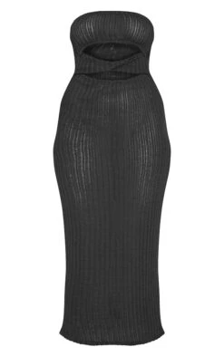 Robe Longue Texturée Noire Torsadée Découpée à Col Bardot -Zeze Vetements Magasin f7a941c2e42a9ed98f2c9b4047474ad18281aa10 cnd8865 5