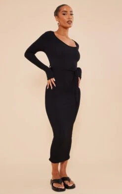 Robe Mi-longue Côtelée Noire à Dos Ouvert Et Taille Nouée -Zeze Vetements Magasin f89933a1900a25c14e743a2857530e3db7588326 cnb7269 3