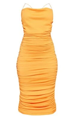 Robe Longue Froncée Orange à Col Bénitier Et Bretelles Fines -Zeze Vetements Magasin f93764628587feb2e2af204449066883d770e607 cmz0672 6