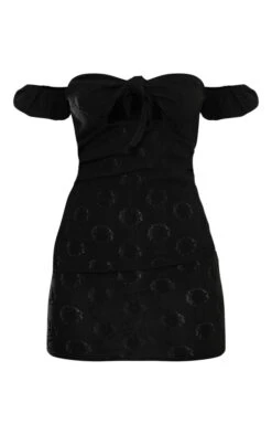 Robe Moulante Brodée Noire Nouée à Col Bardot -Zeze Vetements Magasin f9556fb08f4090e4c4b49e4c734b2d1b7be1131c cnd8879 5