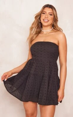 Robe Bustier Droite Noire Brodée à Superpositions -Zeze Vetements Magasin faeae1ff58836428917a885daa176a14ec2000dc cnd8916 3