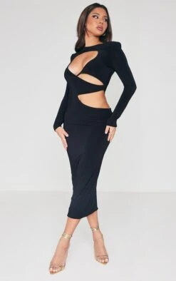 Robe Mi-longue Moulante Noire Découpée à Manches Longues -Zeze Vetements Magasin faeec5713205a44f230a8ef2f8b13c568cd41016 cnb0793 3