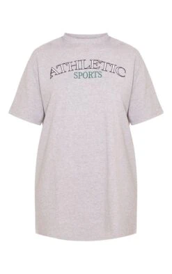 Robe T-shirt Gris Chiné à Manches Courtes Et Slogan Badge Athletic Sports -Zeze Vetements Magasin fb5823bd726a27d4c0dd7271e67490de9c156629 cnd4019 5