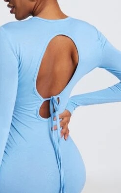 Robe Moulante En Jersey Bleu Clair à Dos Nu Noué Et Manches Longues -Zeze Vetements Magasin fba4fede7a185c634a320f17e7f0a07ee4a1876f cnd1258 4