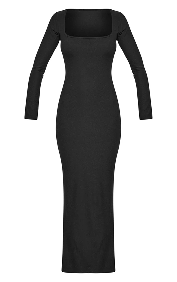 Robe Longue Noire En Maille Douce à Col Rond 7 Robe Longue Noire En Maille Douce à Col Rond – Image 5